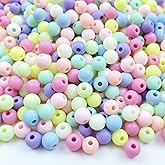 Jmassyang 1000 Pieces 6mm Candy Color Acrylic Round Frosted Beads Assorted Candy Color Mix Plastic Pastel Matte Loose Spacer Mixed for Jewelry Making Bracelets Necklaces DIY Crafts (6mm)