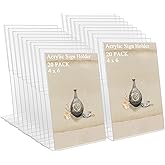 YAYODS 20 Pack Plastic Picture Frames 4 x 6 Acrylic Sign Holder, Clear Photo Frames Flyer Display Paper Stand Holder for Photo, Picture, Office, Table Hotel, Restaurant, Menu