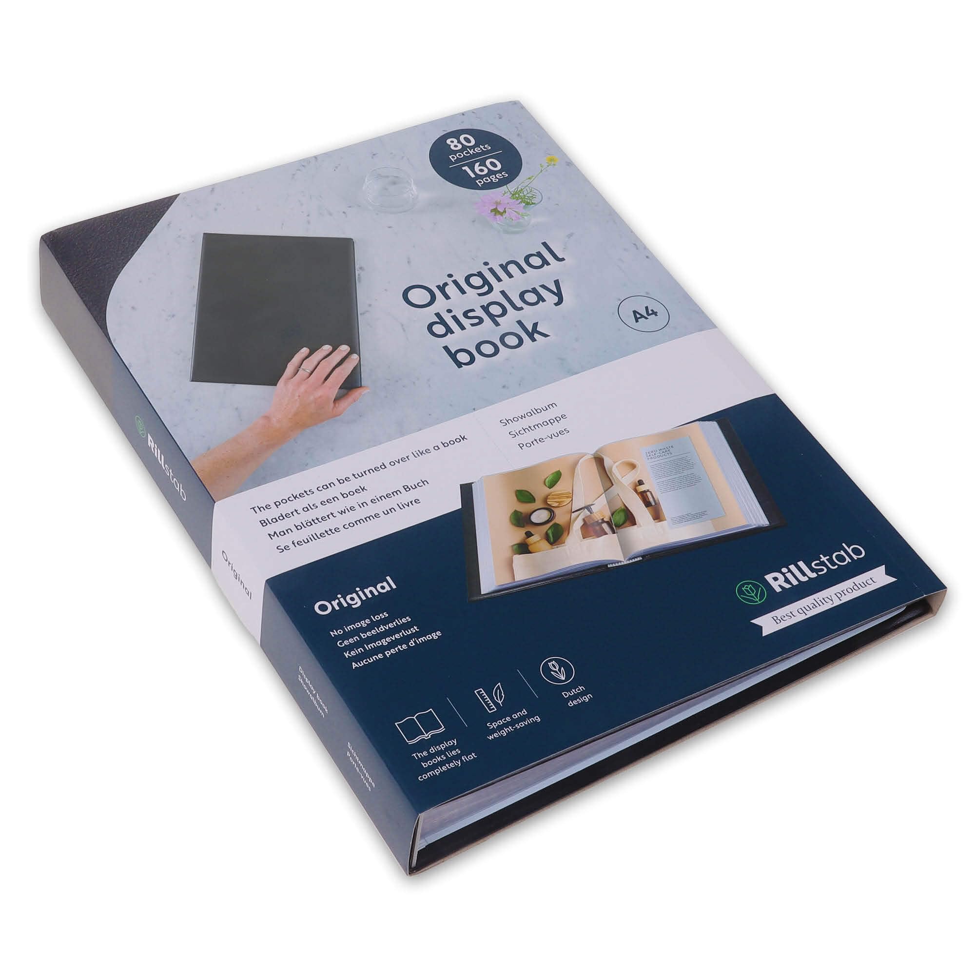 Rillstab Original Display Book (80 Transparent/Clear Pockets) | A4 Front Page Ring Binder Portfolio & Project Presentation Folder for Meetings & Conferences| Poly Clear Pocket Folder | Black | 99484