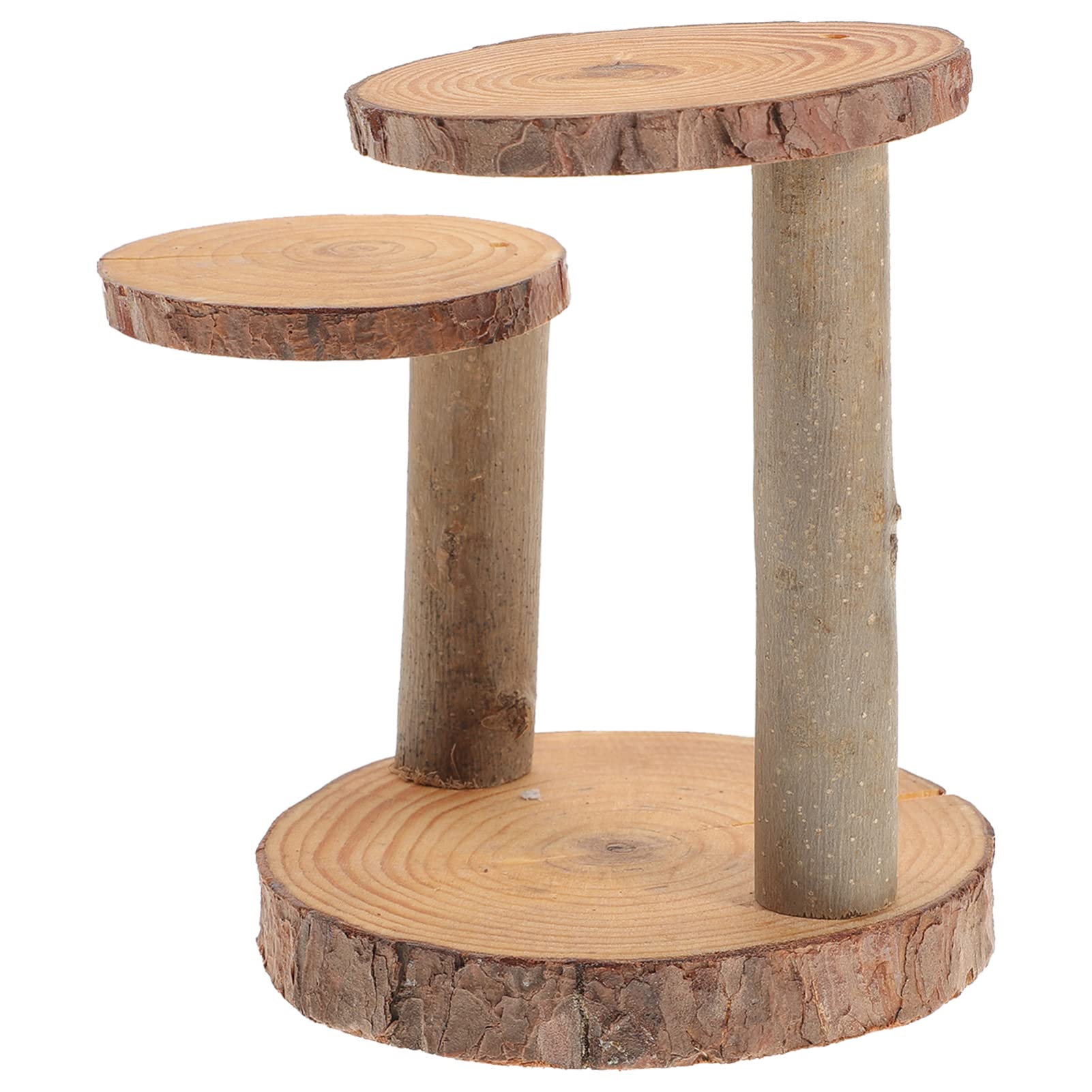 PRETYZOOM Cupcake Stand Wood 3 Tier Tree Bark Server for Cheeses Meats Rustic Round Plant Stand Cake Display Riser Candle Holder Plate Christmas Wedding Centerpiece Decor