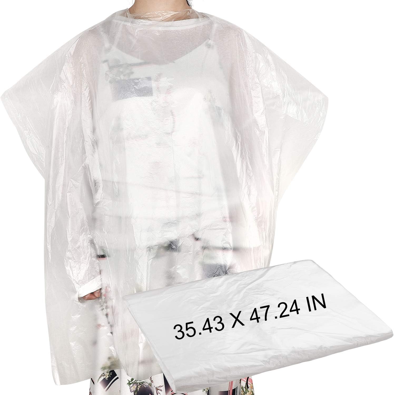 200 Pieces Disposable Barber Haircut Cape Transparent Waterproof Hair Styling Salon Cape Hairdressing Apron Hairdresser Smock Household Salon Cloak