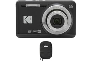 Kodak PIXPRO Friendly Zoom FZ55 Digital Camera (Black) Bundle with Case for Compact Point and Shoot Cameras (2 Items)