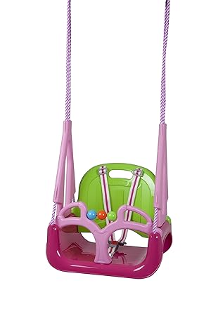 BabyGO 9601 - Schaukel Doremi 3 in 1 bis 100 kg geprüft, Outdoor Spielgerät, rosa/grün