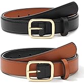 Kajeer Reversible Belts for Women, Two-in-One PU Leather Womens Belts for Jeans with Golden Buckle