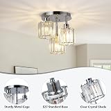 Rayofly 3-Lights Crystal Ceiling Light Chrome Semi Flush Fixture view 4