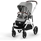 Cybex Gazelle S Full Sized Baby Stroller - Stone Grey, Silver Frame | Single or Double Stroller for Newborn, Infant &amp; Toddler, All in One Modular System, Compact Fold, Car Seat Adapters, Canopy