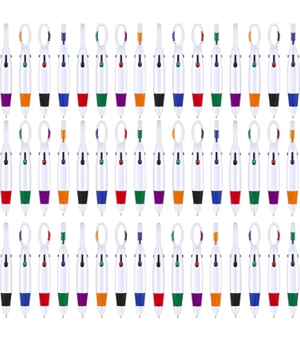 12 Pack Retractable Carabiner Pens - Multi-Color Ink Ballpoint Keychain Pens For Nurses, Students & Everyday Use
