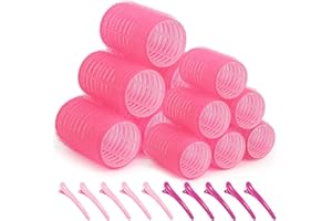 Hair Roller Sets,Self Grip 12 pcs,Salon Hair Dressing Curlers,DIY Hair Styles,Heatless Hair Curlers,Lazy hair curle,Hair rollers with clips,Sungenol 2 sizes Hair Rollers in 1 set
