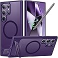 TORRAS Strong Magnetic & Seamless Stand for Samsung Galaxy S24 Ultra Case, Fit for MagSafe, Mil-Grade Drop Protection, Adjustable Kickstand for Samsung Galaxy S24 Ultra Case, Translucent Deep Purple