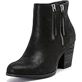 Luoika Women's Wide Width Ankle Boots, Chunky Heel Side Zipper Extra Wide Short Booties.