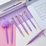 WEMATE 8Pcs Purple Ballpoint Pens Set with Crystal Diamond Design view 5
