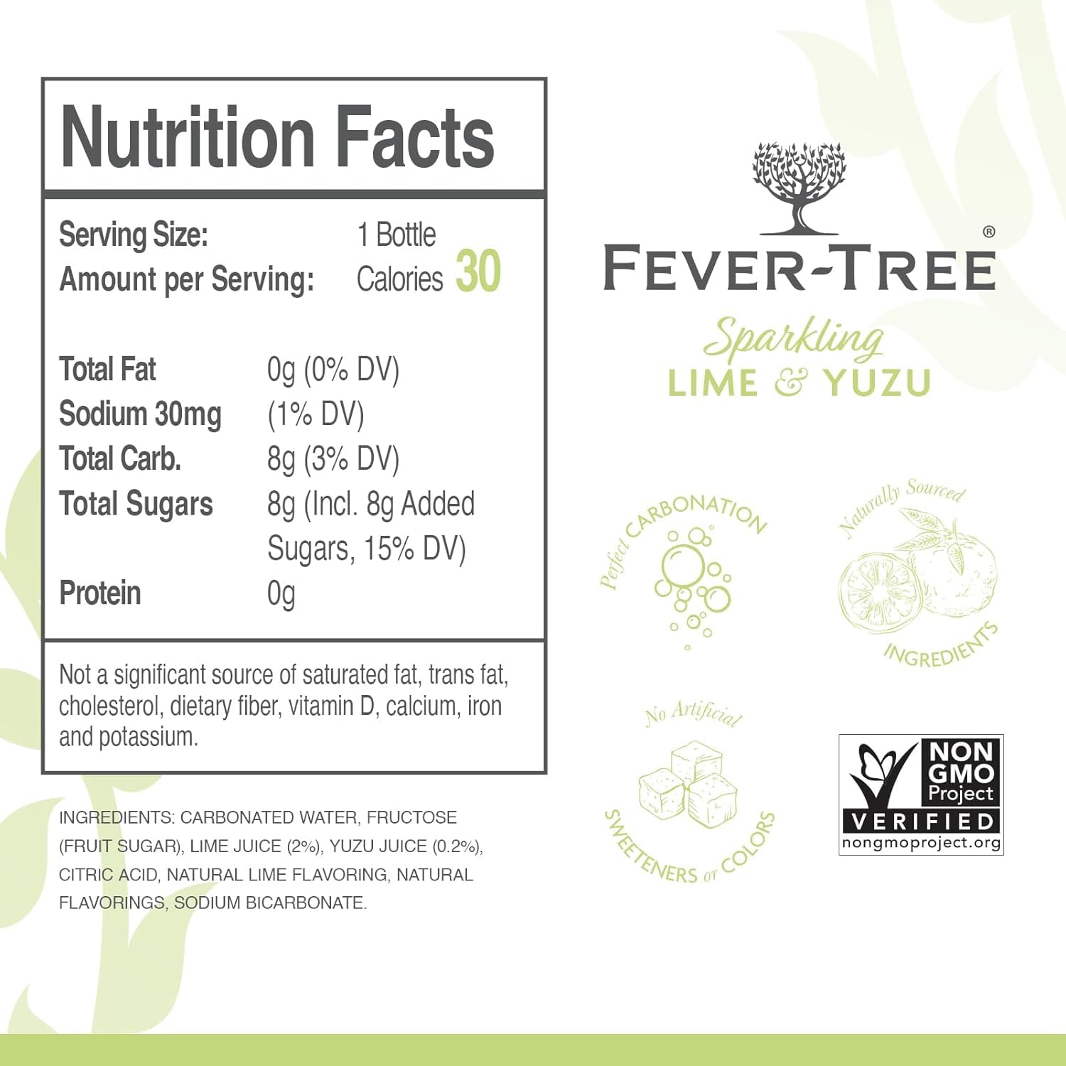 Fever Tree Sparkling Yuzu & Lime Premium Quality Mixer Refreshing