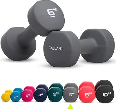 Gallant 6kg Dumbbell Pair Neoprene Hex Anti Roll Home Gym Set