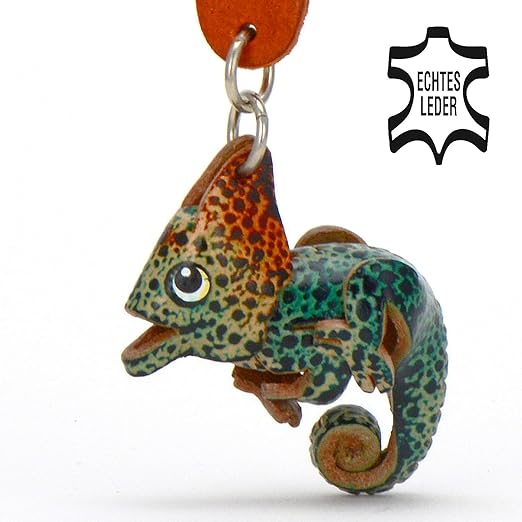 Monkimau Chamäleon-s Leder Zoo-Tiere Schlüssel-Anhänger