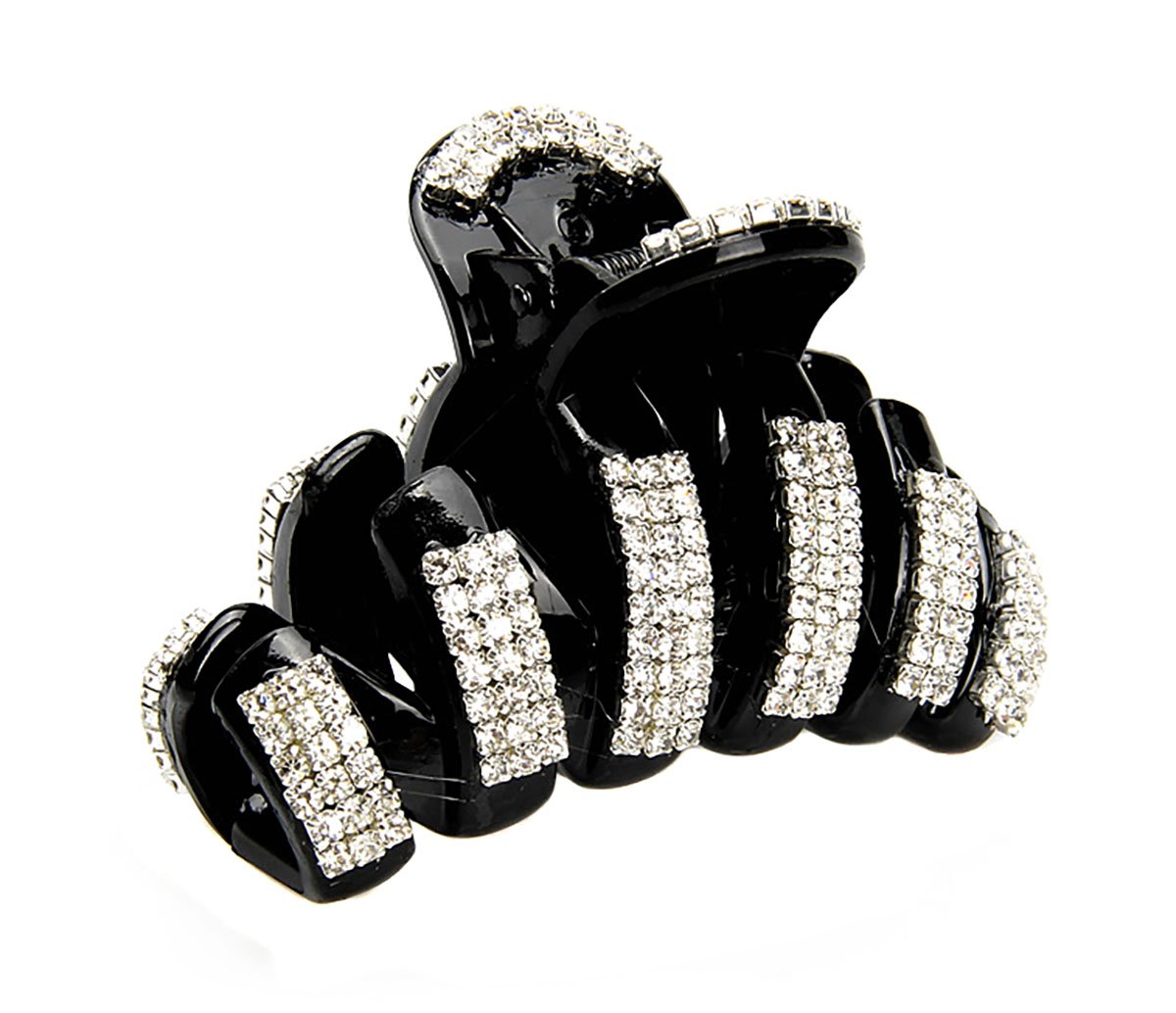 Exquisite Rhinestones Claw Clip Jaw Clip Large Crystal Thick Hair Clip Hair Claw Head Dress for Women Lady Girls (Black)