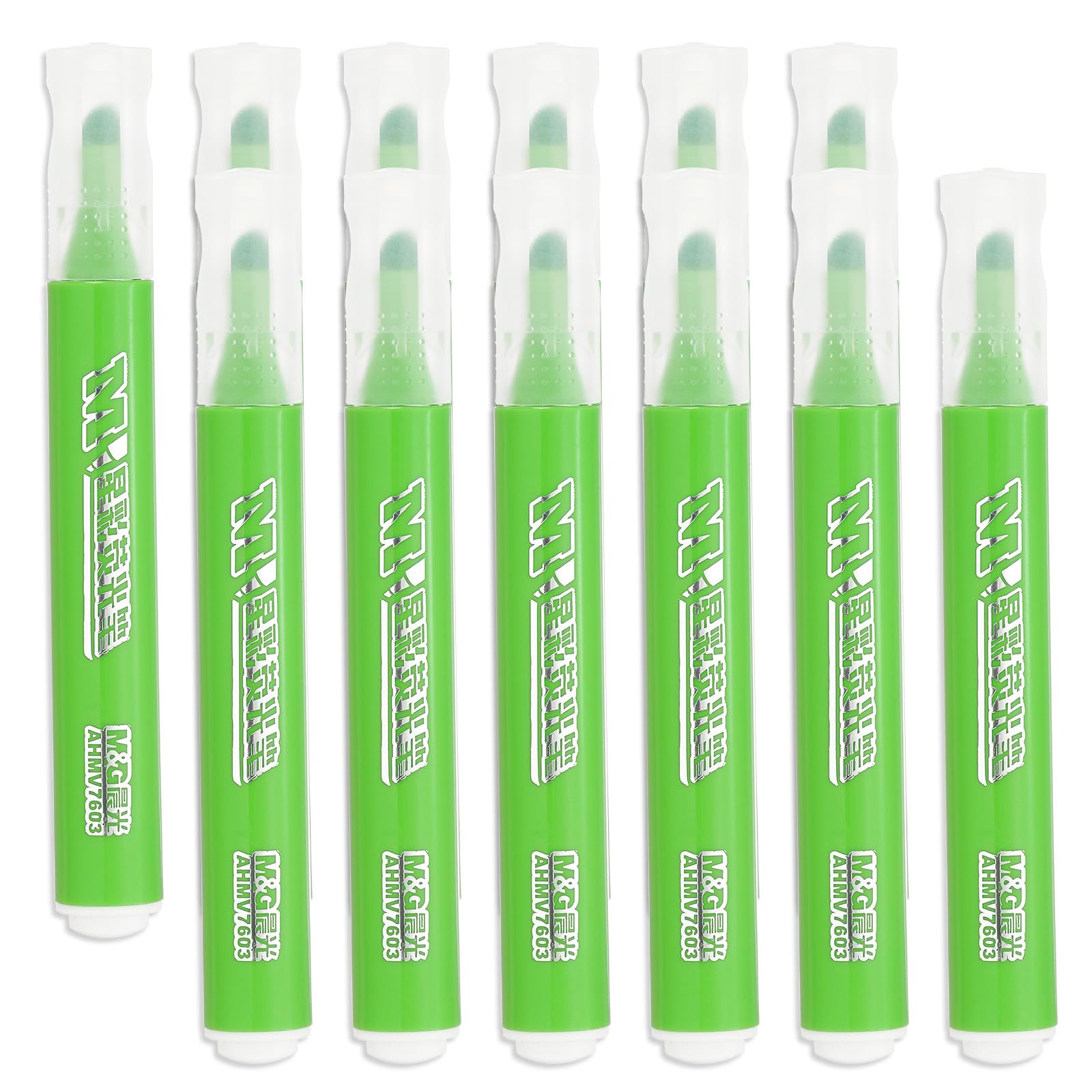 M&G Green Highlighter, 12 Pack High Lighters Highlighters No Bleeds Highliters Pens Neon Cute Highlighters Bulk Clear View Bright Tip Marker for Books