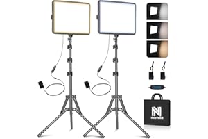 2-Pack Photography Lighting Kit, NiceVeedi 25W LED Video Light Kit, 2900-7000K Dimmable Studio Light with Tripod Stand, 73" Stream Light for Video Recording