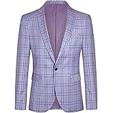Cloudstyle Mens Plaid Suit Jacket 1 Button Formal Blazer Business Casual Sport Coat