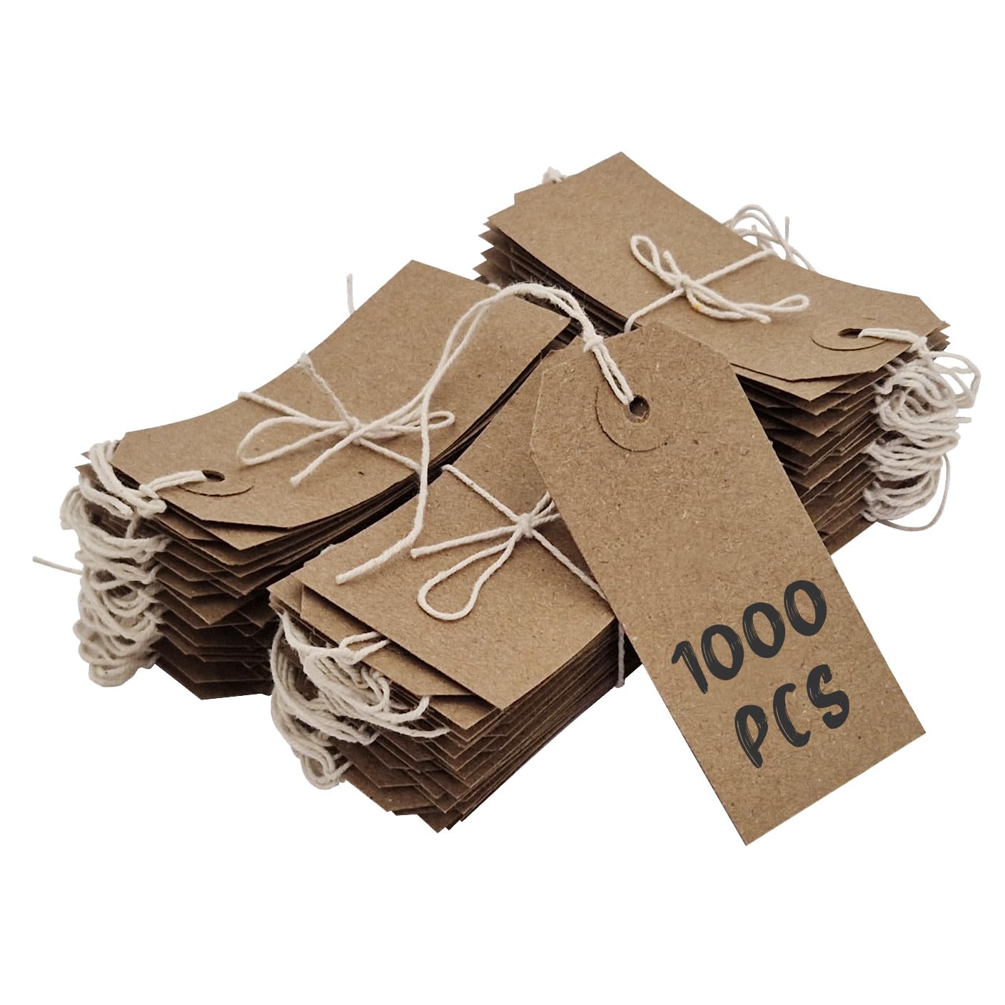 Swift Strung Tags Brown Reinforced Card Clothing Parcel Label String Hanging Gift Swing Tickets Kraft Hang Price Labelling 70mm x 35mm (Pack of 1000)
