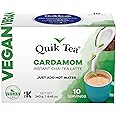 QuikTea Vegan Cardamom Instant Chai Tea Latte - 10 Count Single Box - Convenient, Easy Ayurvedic Dairy Free Alternative - All Natural Non GMO Superfood