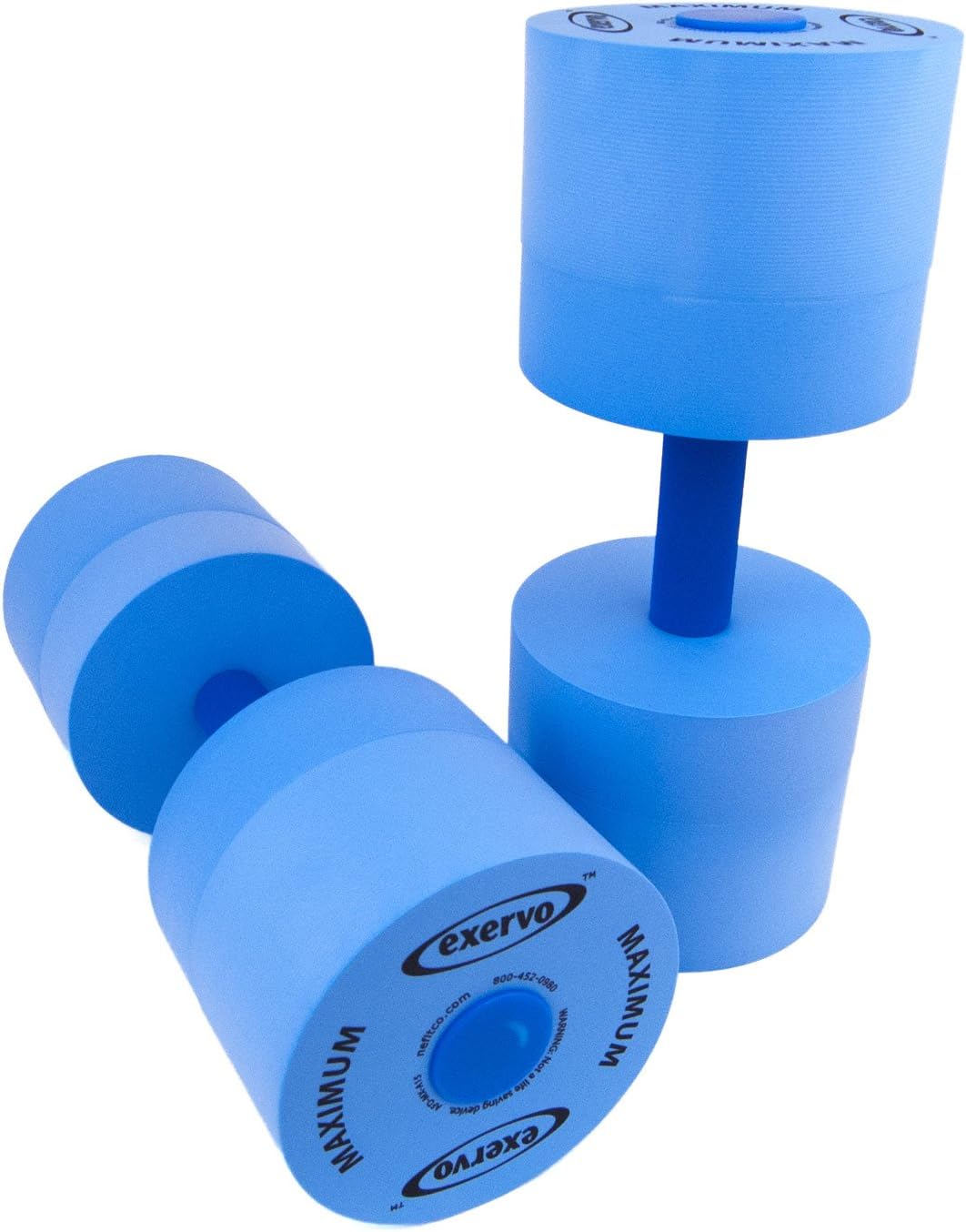 FEIERDUN Water Exercise and Aerobics Foam Pool Dumbbells Weights - Maximum Resistance Pair - 14 Page Instructional Handbook Included