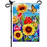 spring summer butterfly Floral garden flags 12x18 Double Sided Vertical,Burlap Small garden flag Welcome Garden Yard Flags Outside sunflower Spring Summer Decor