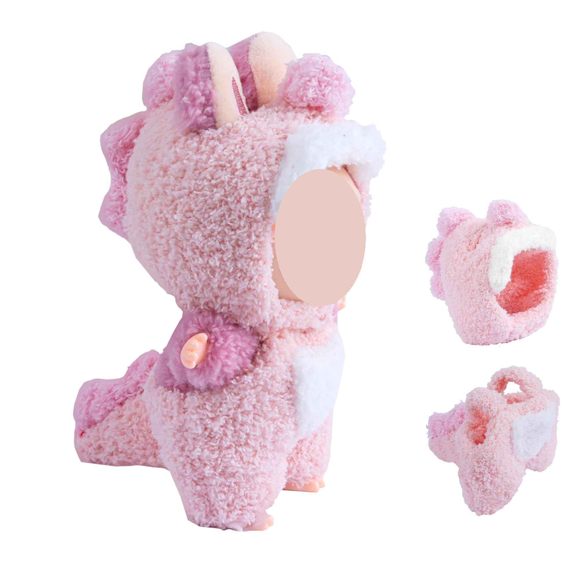 Photo 1 of Dolls Clothes 17cm Dolls Clothes for Cute Doll Clothing Sets Original Plush Cute Adorable Clothing Boys Girls Chic Style Set Original Dollss Outfit Accessories Pink Dinosaur Set