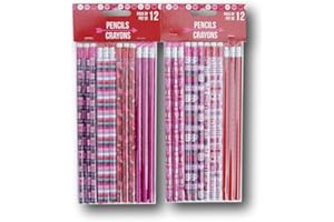 GREENBRIER INTERNATIONAL Valentine Pencils School Favors - 24 Pencils (Styles Vary)