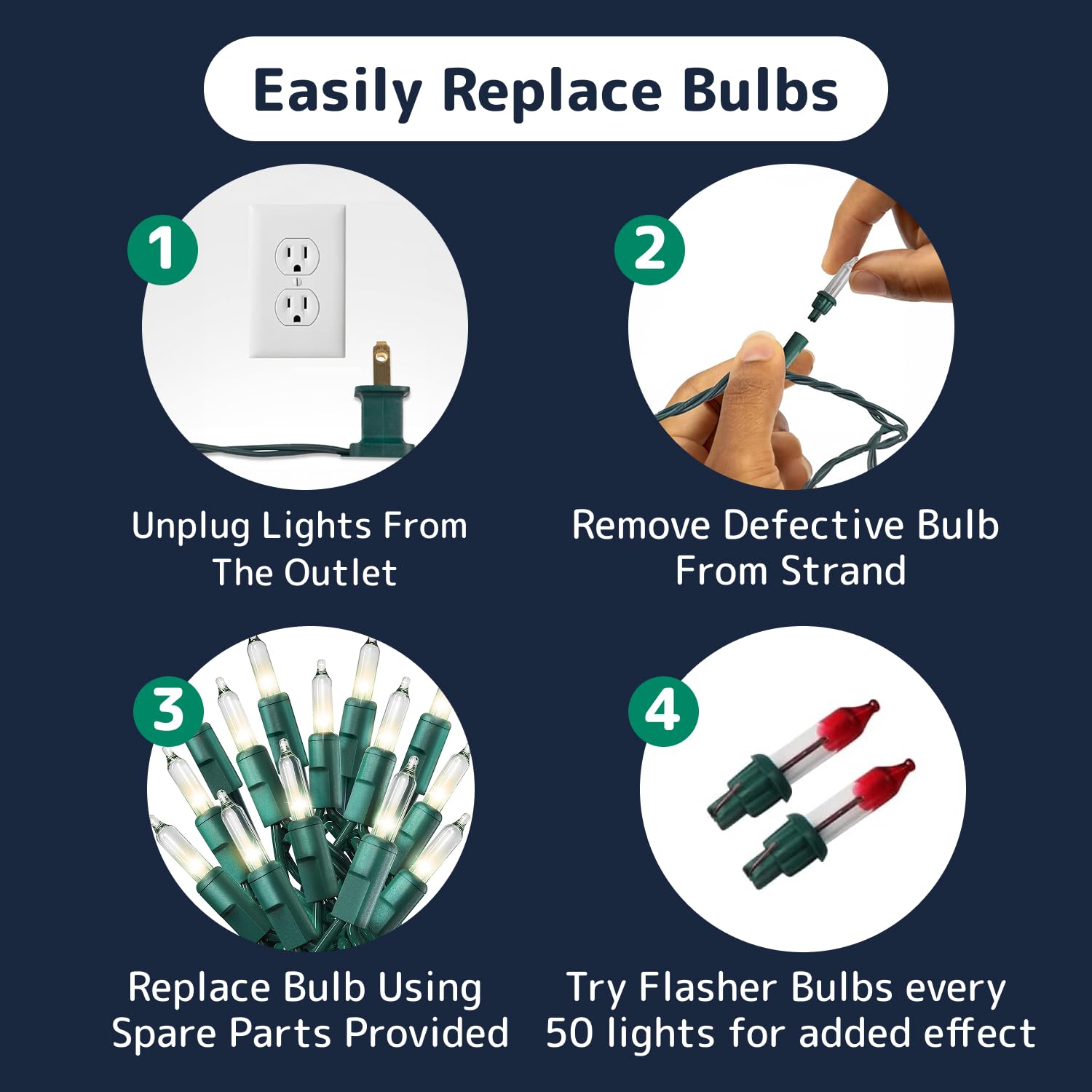 PREXTEX 100 Count Clear Christmas Lights - 20 ft Ultra Bright String Lights with Green Wire for Indoor and Outdoor Use, Christmas Trees, Holidays, Patios and Garden