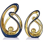 Navy Blue Home Decor Statue, Ceramic Jewelry Set of 2, Abstract Modern Art Statue Home Decor for Living Room Coffee Table Din