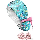 Plifal 100% Cotton Scrub Cap with Buttons-Nurse Cap with Sweatband for Women, Adjustable Working Hat,Satin Lined or Unlined