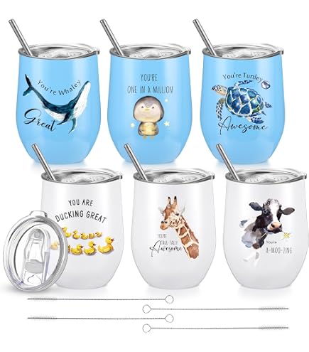 Gtmileo 4-Pack Stainless Steel Insulated Tumblers – Funny 'Don't Have To Be Crazy To Work Here' Office Gift Set, 12oz, Includes Straws & Keychains For Coworkers, Boss, Employee
