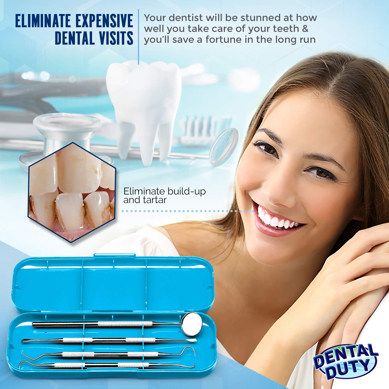 thumbnail image 2 of Haryali London 6-Piece Dental Hygiene Tool Kit – Stainless Steel Scaler, Pick, Mirror 2 of 6