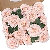 N&T NIETING Artificial Flowers, 25Pcs Fake Flowers Roses Foam Roses with Stems Perfect for Valentines Day DIY Wedding Bouquet