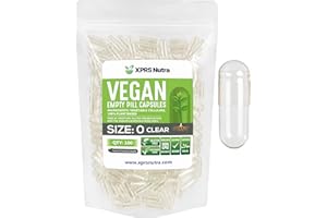 XPRS Nutra Size 0 Empty Capsules - 100 Clear Count Empty Vegan Capsules - Vegetarian Pill - DIY Vegetable Capsule Filling -Veggie Pills for Do-It-Yourself Supplements