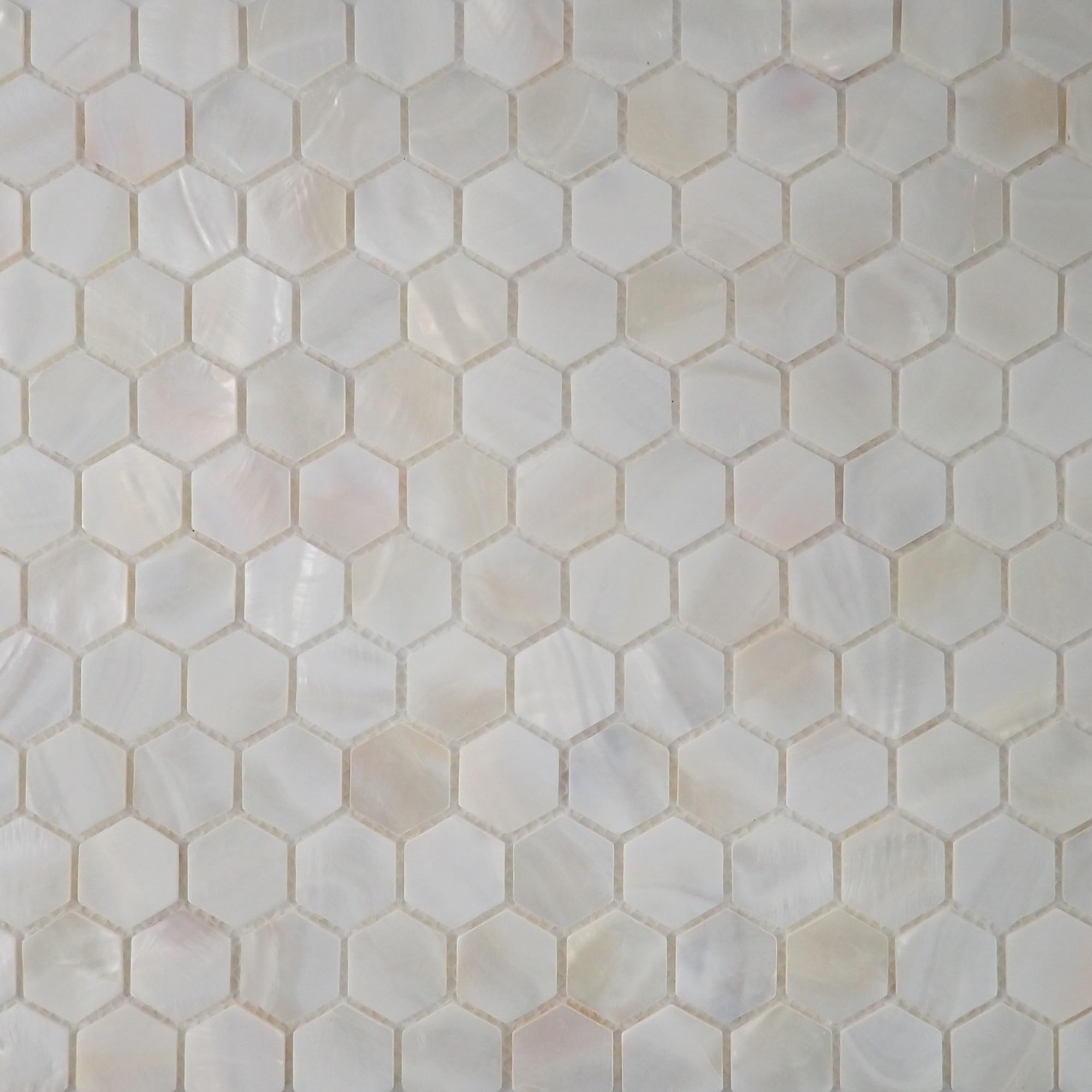 Incudo White Mother of Pearl Hexagon Mosaic Tile - 295x285mm, Mesh Backing
