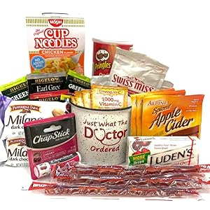 Get Well Gift Package Sick Bundle Mug with Tea Emergen-C Apple Cider Hot Cocoa Ramen and Assorted Snacks Box