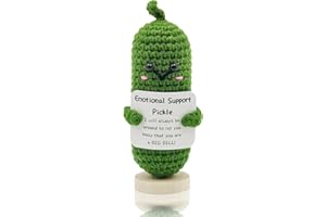 MEGANJDESIGNS Handmade Mini Funny Positive Emotional Support Pickle, Cute Stuff Funny Knitted Wool Handwoven Ornaments Christmas Crochet Gifts Under 10 Dollars for Woman Coworkers Friend Family 4.27inch (Green)