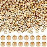 Beebeecraft 1 Box 500Pcs Round Crimp Beads 24K Gold Plated 316 Surgical Stainless Steel Spacer Stopper Bead Clamp Ends Rondelle Crimper Bead for Jewelry Making DIY Crafts Necklace Bracelet