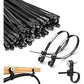 8 inch Black Zip Ties With Screw Hole,Heavy Duty Cable Ties for Cords 75 lbs Mountable head Zip Tie Screw Mount,Zip Wall Wire Ties for Indoor and Outdoor Use (50, 8 IN)