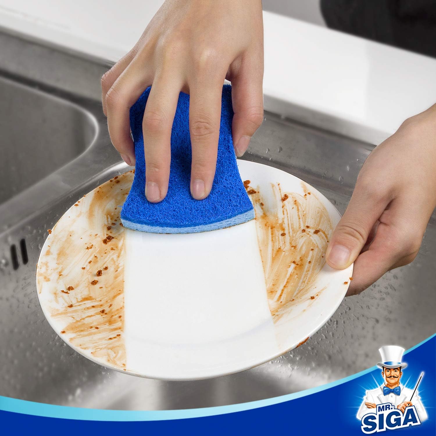 MR.SIGA Non-Scratch Cellulose Scrub Sponge, Dual-Sided Dishwashing Sponge for Kitchen, 12 Pack: Home & Kitchen