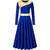QZSH Praise Dance Dress for Women Liturgical Church Dancewear Fit Full Length Worship Costume