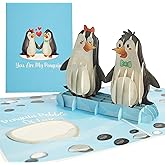 Penguin Pebble 3D Pop Up Card, You Are My Penguin Valentine Love Card for Couples, Anniversary, Birthday Card for Husband, Wife, Fiance, Boyfriend or Girlfriend, Romantic Wedding Gift