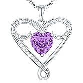 Yuelove Infinity Necklace for Women, 925 Sterling Silver Heart Necklace with 5A Zircon, White Gold Plated Adjustable Chain, Gift for Valentine's Day, Birthday, Anniversary for Wife, Girlfriend, Mom