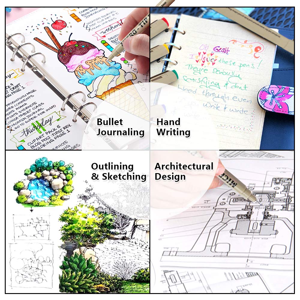 Shuttle Art 18-Pack Micro-line Pens - 11 Waterproof Archival Ink Colors in 0.3MM Felt Tip & 7 Blacks in 0.15-0.5MM For Journaling, Illustrating & Drawing