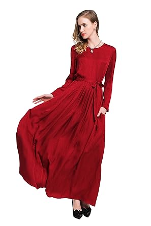 long sleeve silk maxi dress