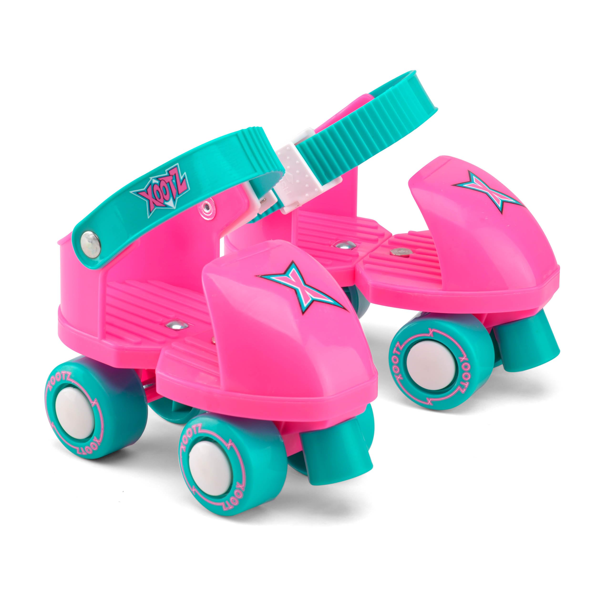 Xootz Beginner Trainer Skates, My First 4 Wheel Quad Roller Skates for Kids, Boys and Girls, Pink