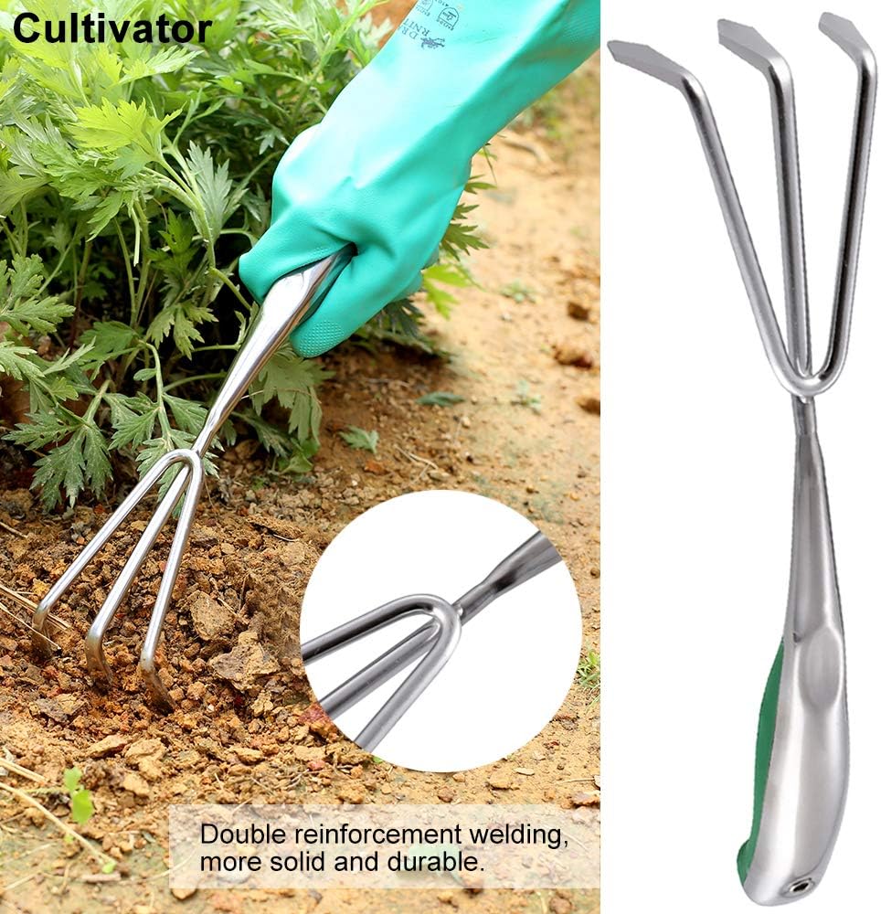 HOMY Garden Tool Set, Stainless Steel Heavy Duty Gardening Kit with Soft Rubberized Non-Slip Ergonomic Handle, 3 Piece Includes Hand Trowel, Transplant Trowel and Cultivator, Gardening Supplies Gifts : Garden & Outdoor