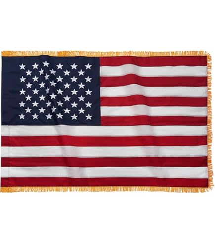 thumbnail image 2 of Trade Winds 3x5 FT USA American Flag - Nylon, Embroidered Stars, Fringe & Grommets 2 of 4