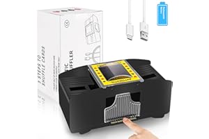 POWEROLE 2/1 Decks Automatic Card Shuffler, 2000mA Rechargeable Battery Operated Electric Shuffler with Type-c Cable, Playing Card Shuffler for Card Games,Families,UNO, Blackjack, Texas Hold'em Card Games